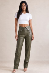 Fold Over PU Wide Leg Trouser