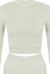 Ribbed High Neck Top And Flare Trouser Set