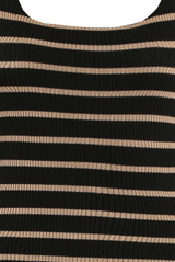 Striped Square Neck Side Slit Midi Dress