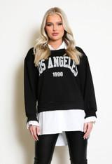 LOS ANGELES Sweatshirt with Shirt Underlay 