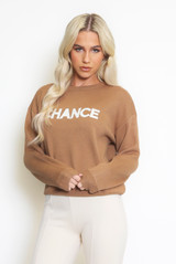 CHANCE Slogan Round Neck Sweatshirt