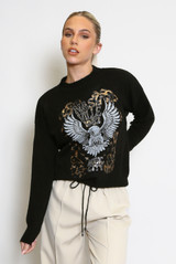 NASH VILLE Slogan Eagle Print Sweatshirt