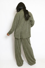 Tweed Check Blouse And Wide Leg Trouser Set