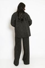 Tweed Check Blouse And Wide Leg Trouser Set