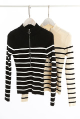 Striped Zip Front Jumper