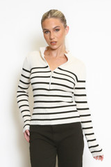 Striped Zip Front Jumper