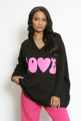 Love Slogan V Neck Jumper