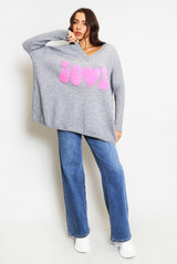 Love Slogan V Neck Jumper