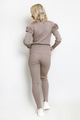 Ribbed Fine Knit Ruffle Jumper And Legging Set 