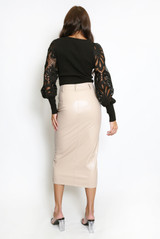 Faux Leather Midi Skirt