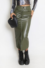 Faux Leather Midi Skirt