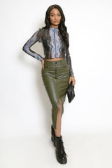 Faux Leather Midi Skirt