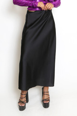 Satin A-Line Midi Skirt