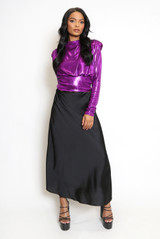 Satin A-Line Midi Skirt