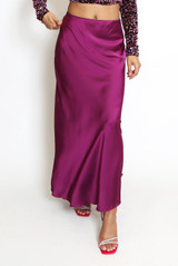 Satin A-Line Midi Skirt