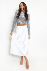 Satin A-Line Midi Skirt