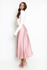 Satin A-Line Midi Skirt