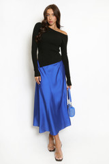 Satin A-Line Midi Skirt