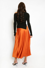 Satin A-Line Midi Skirt