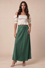 Satin A-Line Midi Skirt