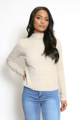 Fluffy Knit High Neck Jumper 