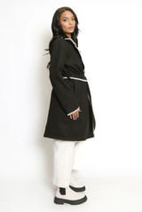 Contrast Edge Belted Coat