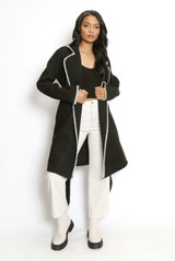 Contrast Edge Belted Coat