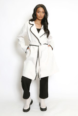 Contrast Edge Belted Coat