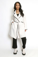 Contrast Edge Belted Coat