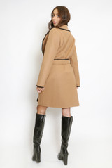 Contrast Edge Belted Coat