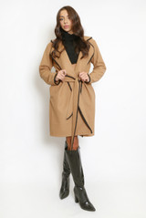 Contrast Edge Belted Coat