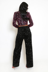 Velvet Sequin Wide Leg Trouser