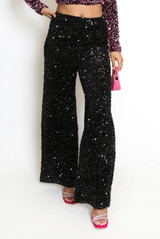 Velvet Sequin Wide Leg Trouser