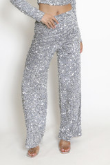 Velvet Sequin Wide Leg Trouser
