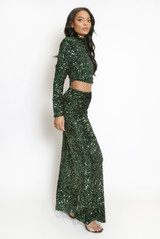 Velvet Sequin Wide Leg Trouser