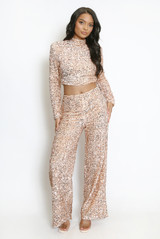 Velvet Sequin Wide Leg Trouser