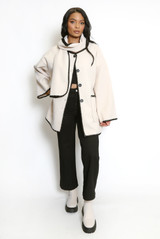 Contrast Edge Jacket And Scarf Set