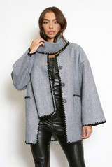 Contrast Edge Jacket And Scarf Set- Buy Fashion Wholesale in The UK