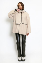 Contrast Edge Jacket And Scarf Set