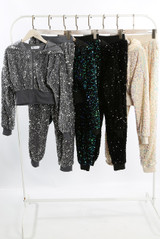 Sequin Cropped Hoodie And Joggers Set