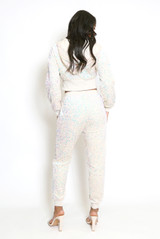Sequin Cropped Hoodie And Joggers Set