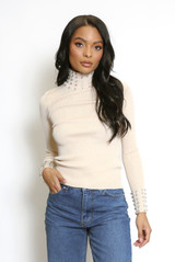 Diamante High Neck Ribbed Jumper 