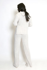 Ribbed Side Cut Out Jumper And Flare Trouser Set