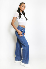 Cargo Pocketed Straight Leg Denim Jeans