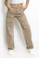 Cargo Pocketed Straight Leg Denim Jeans