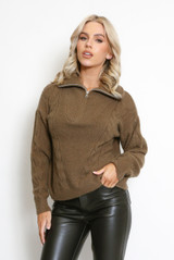 Half Zip Braided Knit Jumper 