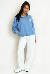 Acid Wash LA Half Zip Sweatshirt 