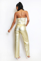 Metallic Wide Leg Trouser