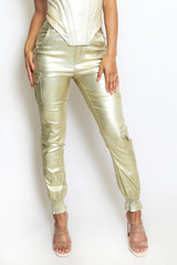 Metallic Cargo Trouser With Elasticated Cuff