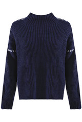 Contrast Stitch High Neck Jumper